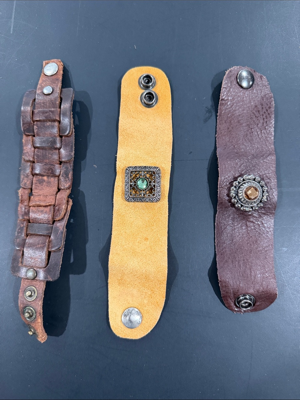 Women’s  Leather Snap Bracelet - Brown & Tan Styles